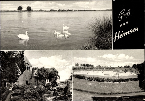 PC Heimsen Petershagen on the Weser, swans, bodies of water, buildings, park