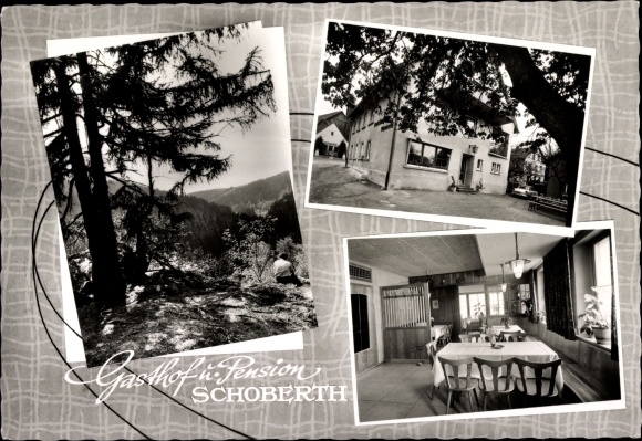 Postcard Gossenreuth Weidenberg in Upper Franconia, inn and pension Schobert, interior, panorama