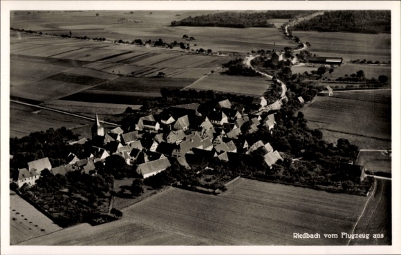 Postcard Riedbach Obersontheim in Württemberg, aerial photograph