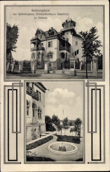 Art Nouveau PC Gelenau in the Ore Mountains of Saxony, convalescent home Common local health insurance Chemnitz