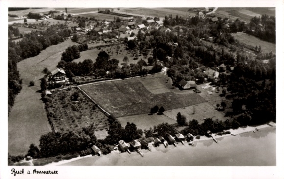 Postcard Buch am Ammersee Inning Upper Bavaria, aerial photograph