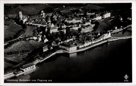 Postcard Meersburg on Lake Constance, aerial photograph
