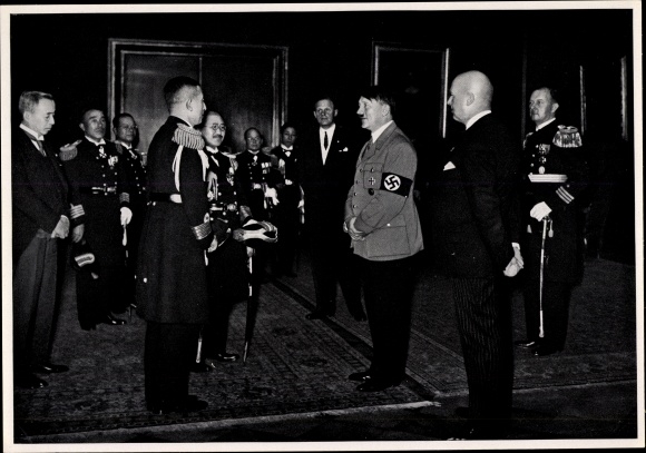 Sammelbild Adolf Hitler, Japanische Marineabordnung, Reichskanzlei 1934, Sammelwerk Nr. 15 Bild 78