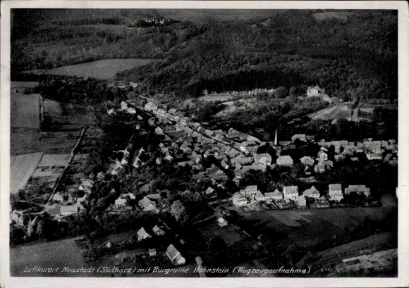 Ak Neustadt Südharz, Luftaufnahme,  Burgruine Hohnstein