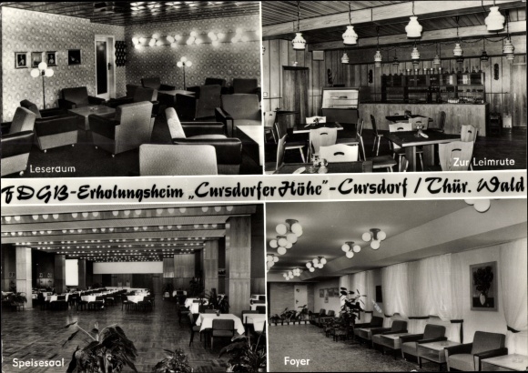 Postcard Cursdorf in Thuringia, FDGB convalescent home Cursdorfer height, interior views