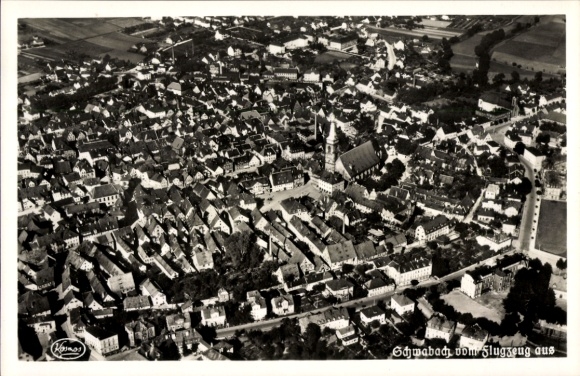 Postcard Schwabach in Middle Franconia Bavaria, aerial photograph