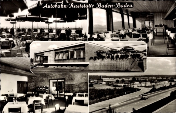Postcard Baden Baden, Sandweier, motorway service area, owner Alfred Erath