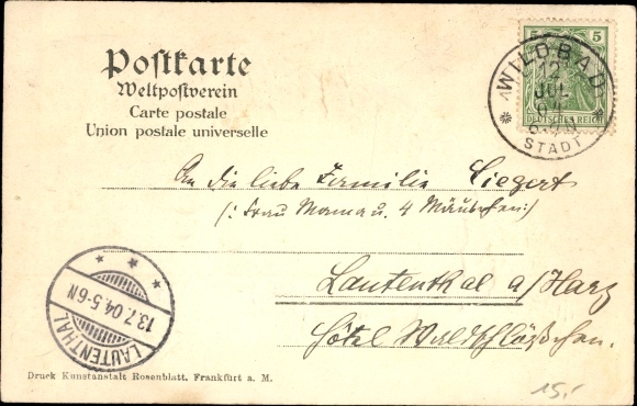 Embossed litho fir cones Bad Wildbad in the Black Forest, Olgastraße