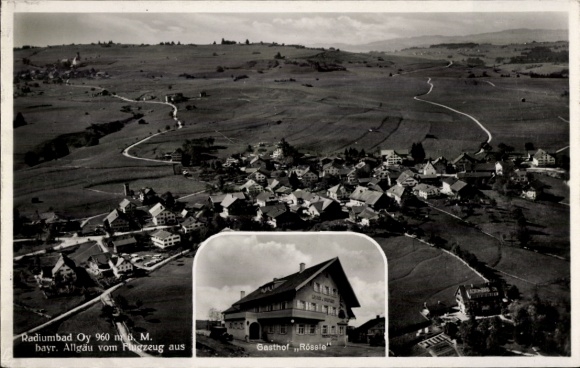 Ak Oy Mittelberg im Allgäu, Fliegeraufnahme, Gasthof Rössle