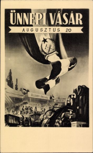 Postcard Hungary, Ünnepi Vásár, August 20, trade fair, trade exhibition
