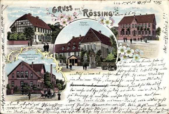 Chromo-Litho Rössing Nordstemmen in Lower Saxony, school, rectory, manor