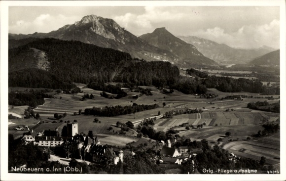 Postcard Neubeuern in Upper Bavaria, aerial photograph