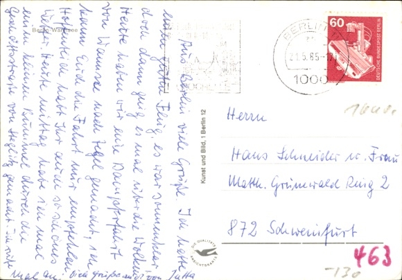 Postcard Berlin, ship 'Ernst Reuter' on the Wannsee, sailing boats