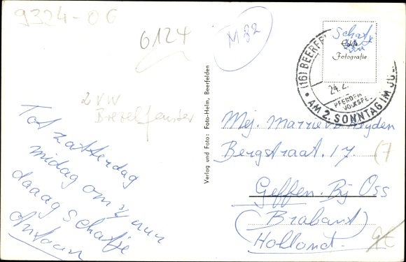 Postcard Beerfelden Oberzent im Odenwald, Brunnengasse, Volksbank, VW