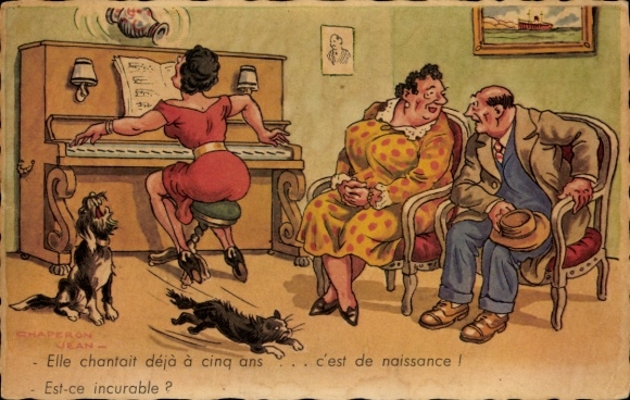 Artist Postcard Chaperon, Jean, Elle chantait déjà à cinq ans, humor
