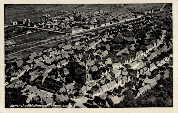 Postcard Knielingen Karlsruhe in Baden Württemberg, view of the town, aerial photograph