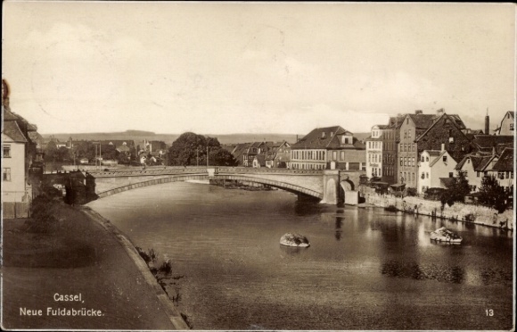 Ak Kassel in Hessen, Teilansicht, Neue Fuldabrücke