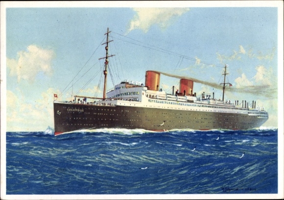 PC steamship Columbus, North German Lloyd Bremen, portside view
