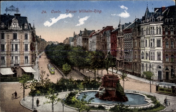 PC Cologne on the Rhine, Kaiser Wilhelm Ring, monument, fountain