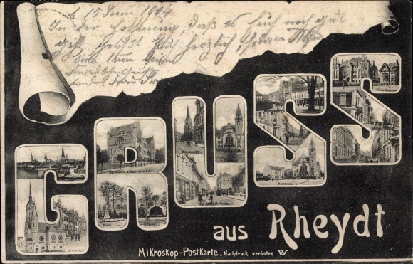 Letters PC Rheydt Mönchengladbach on the Lower Rhine, various town views