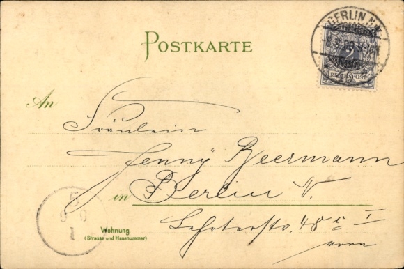 Chromo-Litho Berlin Mitte, Royal Palace, monument, coat of arms seal, bear