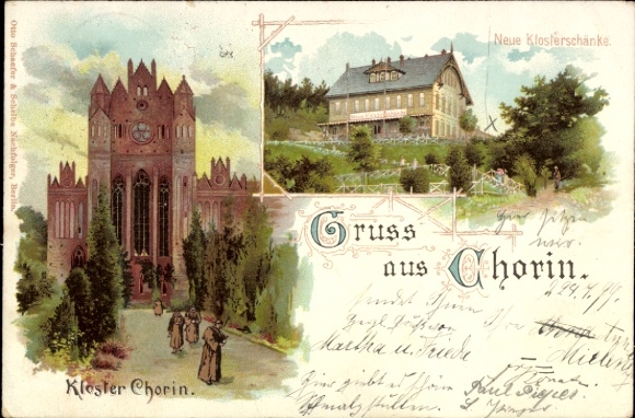 Chromo-Litho Chorin in der Mark, monastery, Neue Klosterschänke