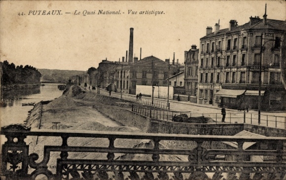 Ak Puteaux Hauts de Seine, Le Quai National, Vue artistique
