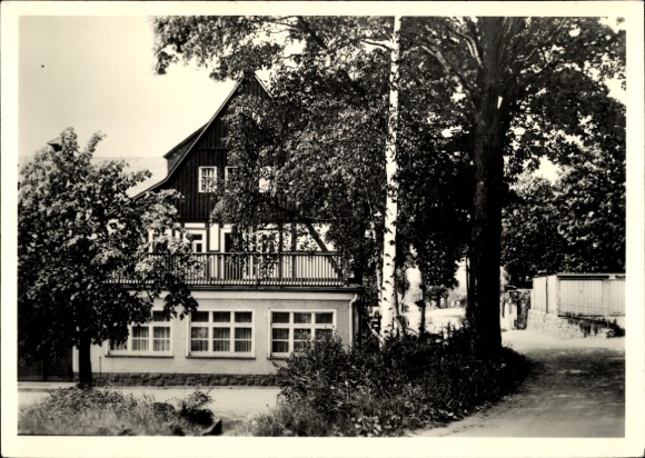 Ak Falkenhain Altenberg im Erzgebirge, Historisches Gebäude, Bäume, Weg, Schwarz-Weiß-Foto