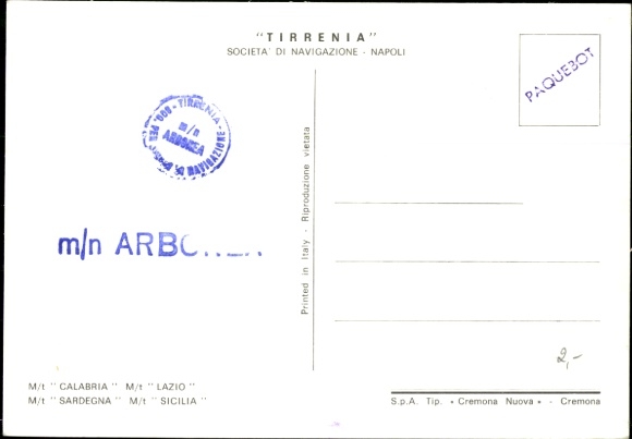 Ak-stoomboot MS Sardegna, Tirrenia
