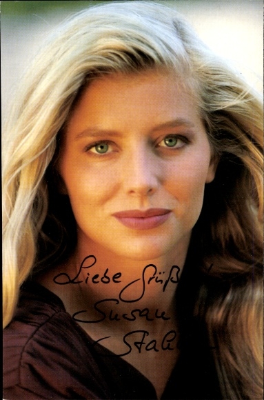Postcard actress Susan Stahnke, portrait, autograph, ARD, Tagesschau presenter