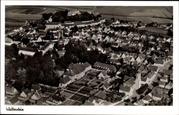 Postcard Wallerstein in Swabia, aerial photograph