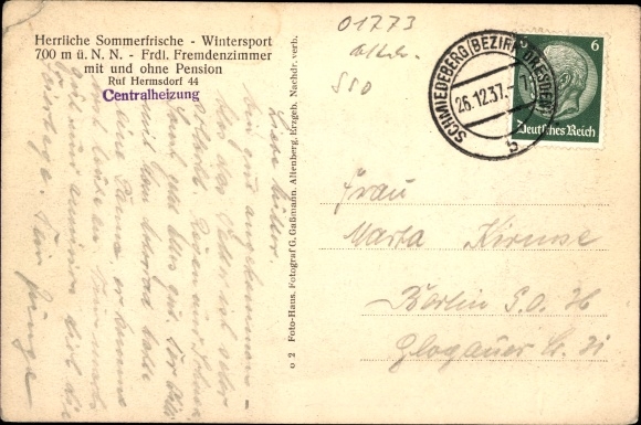 Ak Rehefeld hekhuis Altenberg in het Ertsgebergte, dwerghuisje, eetkamer, dwergkamer