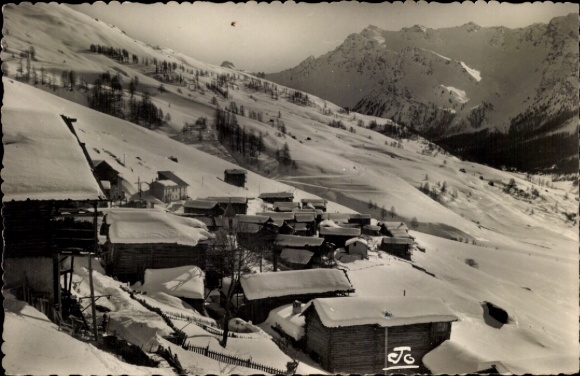 Postcard Saint Véran Hautes Alpes, general view, mountains, winter