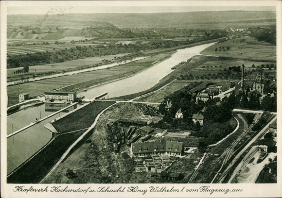 Ak Kochendorf am Neckar Bad Friedrichshall, Luftaufnahme, Kraftwerk, Schacht König Wilhelm II