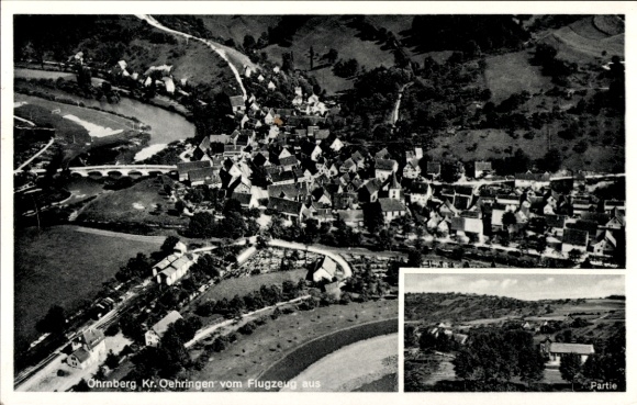 Ak Ohrnberg Öhringen in het district Hohenlohe, luchtfoto