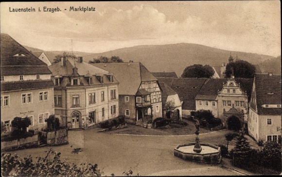 Postcard Lauenstein Altenberg in the Ore Mountains, at the market square