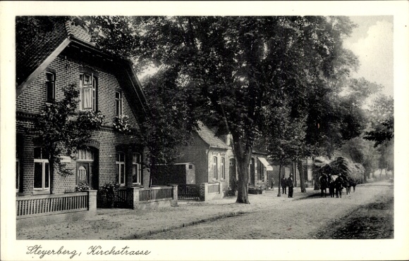 Postcard Steyerberg Lower Saxony, Kirchstraße, wagon