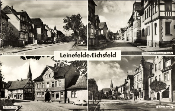 KP Leinefelde im Eichsfeld Turyngia, Bahnhofstrasse, Fuhlrodt Str., Berliner Hof, Breitenbacher Str.