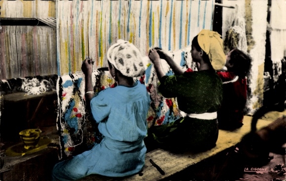 Postcard Scenes and Types, Carpet Weavers