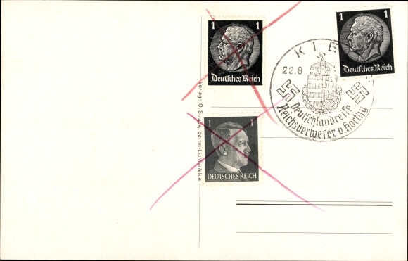 Postcard Führer and Reich Chancellor Adolf Hitler, Reich Administrator von Horthy, state meeting 1938