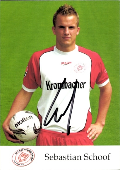 Autograph card footballer Sebastian Schoof, Sportfreunde Siegen, autograph