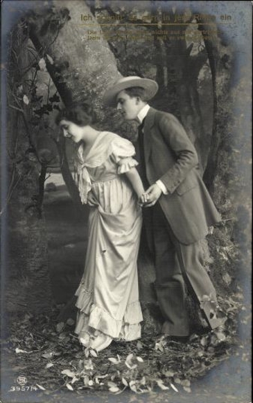 10 alte Ak "Ich schnitt' es gern in jene Rinde ein", Frauenportraits