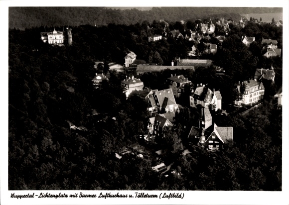 Postcard Wuppertal, aerial photo, Wuppertal-Lichtenplate, houses, trees