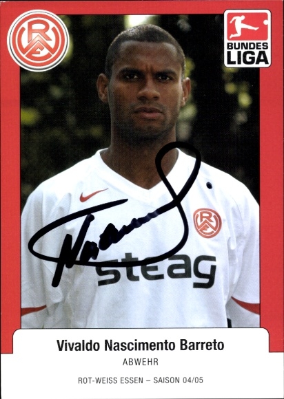 Autogrammkarte Fußballer Vivaldo Nascimento Barreto, Rot-Weiss Essen, Autogramm