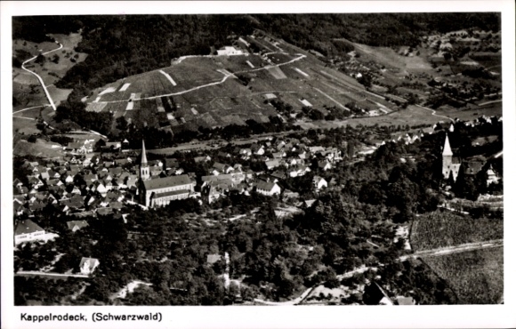 Postcard Kappelrodeck in the Black Forest, aerial view of the Black Forest, churches, buildings, landscape