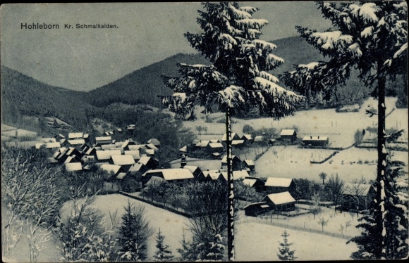 Ak Hohleborn Flea Seligenthal w Turyngii, panorama, zima