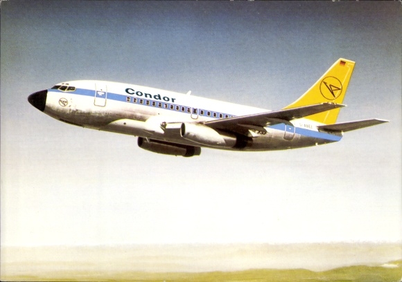 Postcard German passenger aircraft Condor City Jet, Boeing 737 130