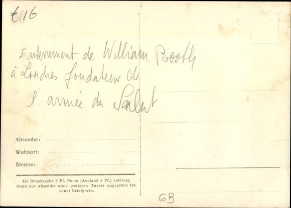 Postcard London City, Funeral of General of the Salvation Army William Booth