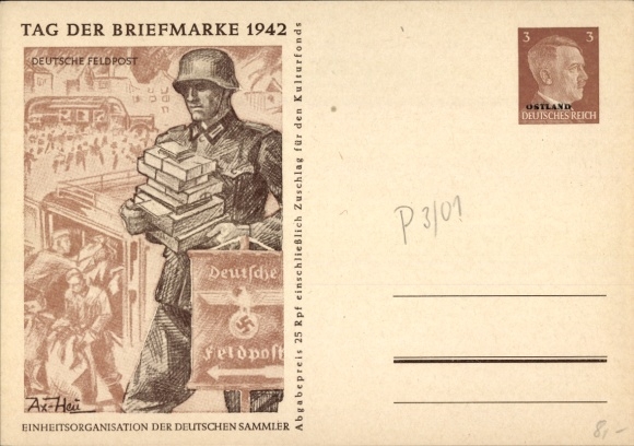 Ganzsachen Künstler Ak Axster Heudtlaß, Organisation Todt, Tag der Briefmarke 1942