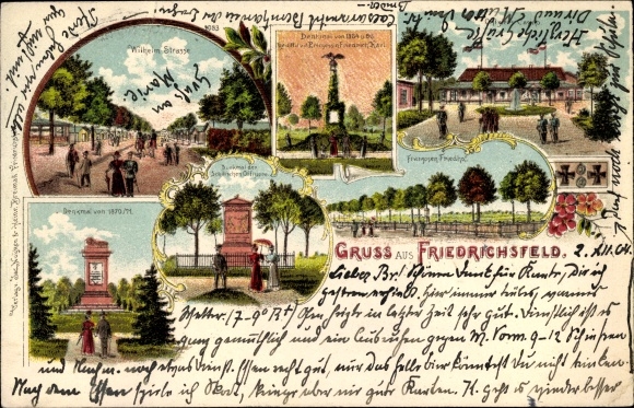 Litho Friedrichsfeld Voerde in Nordrhein Westfalen, Stadtansichten, Denkmal, Friedhof